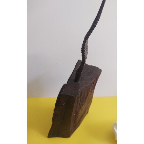 Vintage Large Back Forest Wooden pen holder carving Rams Butting Heads - Picture 3 of 13